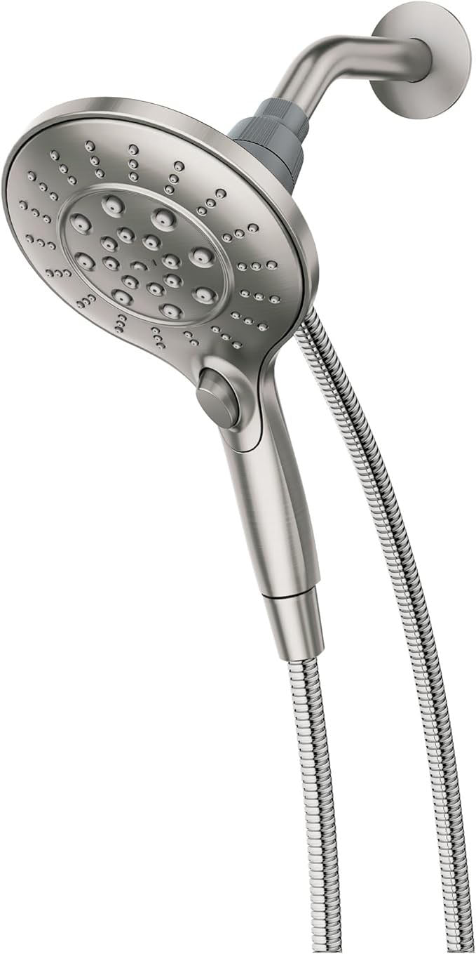 Brushed Nickel Six-Function Removable Handheld Showerhead with Magnetic Docking System, 5.5-Inch
