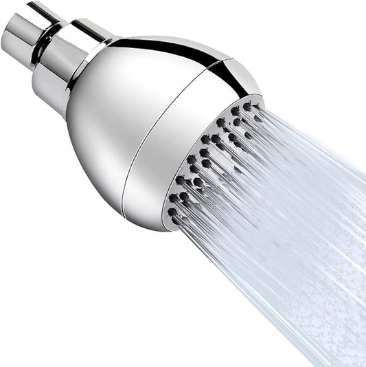 High Pressure Fixed Shower Head – 3-Inch Chrome Round Water-Saving Spray Head with 48 Nozzles