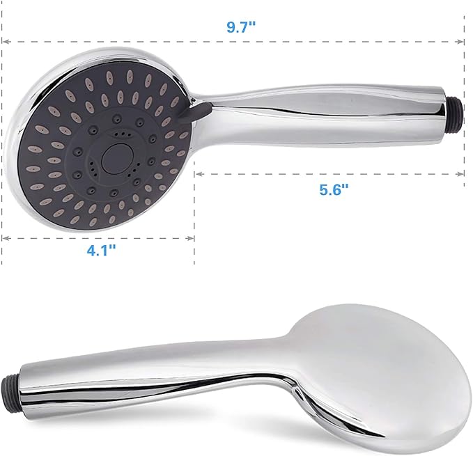 High Pressure Handheld Shower Head 5-Settings Powerful Water Spray Shower Head against Low Pressure Water Flow with Stainless Hose and Adjustable Mount