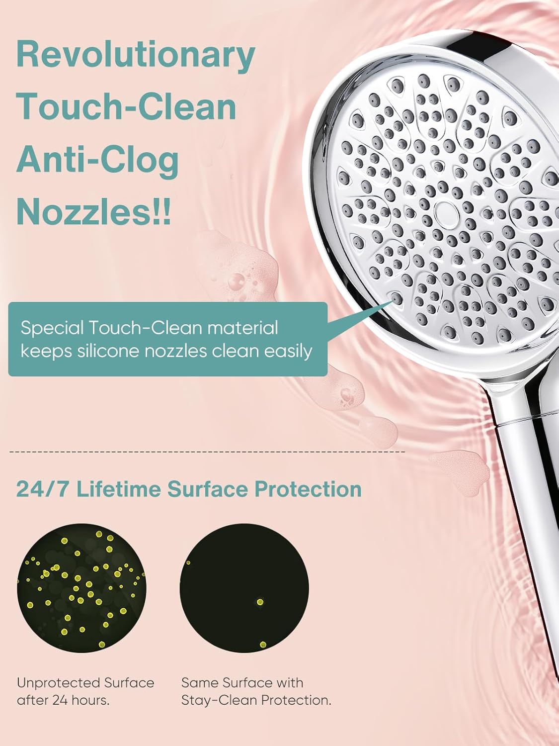 Filtered Shower Head with Handheld, High Pressure 6 Spray Mode Showerhead with Filters, Water Softener Filters Beads for Hard Water - Remove Chlorine - Reduces Dry Itchy Skin, Chrome