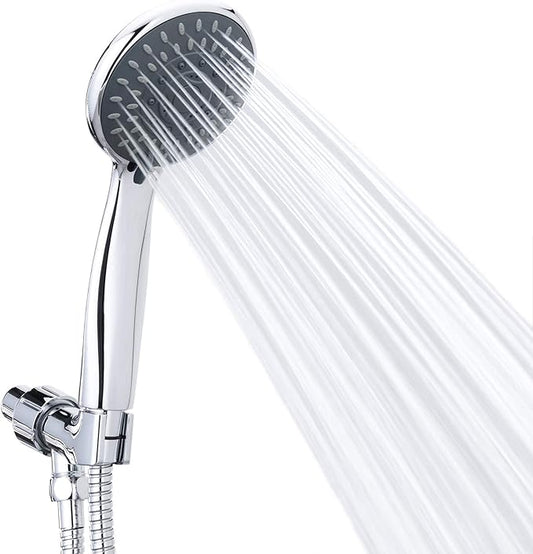 High Pressure Handheld Shower Head 5-Settings Powerful Water Spray Shower Head against Low Pressure Water Flow with Stainless Hose and Adjustable Mount