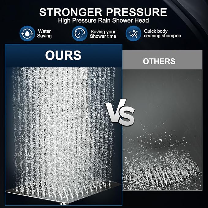 Shower Head, Rain Shower Head with Handheld Spray Combo, 10 Inch Adjustable High Pressure Rainfall Shower Head, Dual Showerhead Set with Extension Arm and 60 Inch Long Shower Hose (Silver)