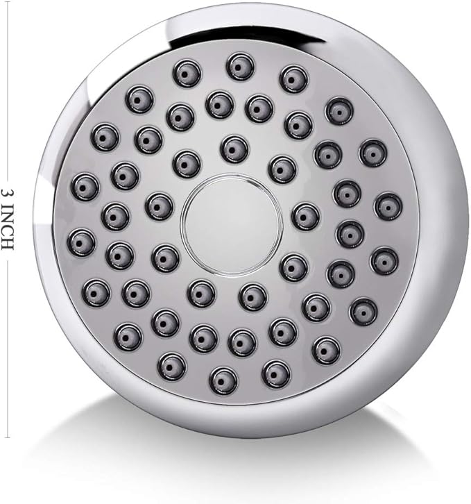 High Pressure Fixed Shower Head – 3-Inch Chrome Round Water-Saving Spray Head with 48 Nozzles